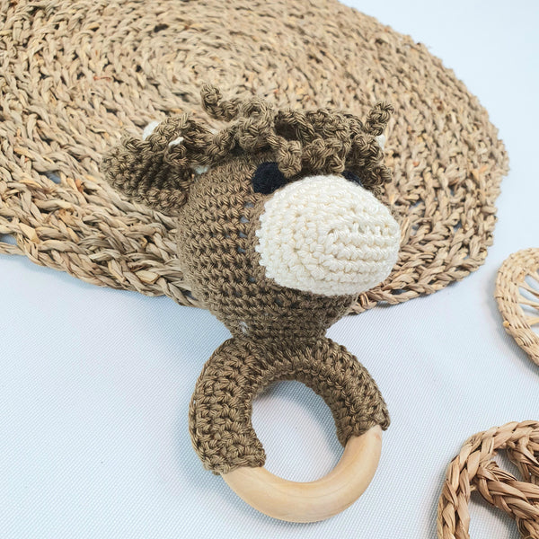 HIGHLAND COW Crochet Baby Rattle