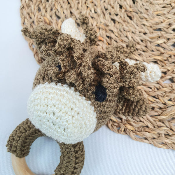 HIGHLAND COW Crochet Baby Rattle