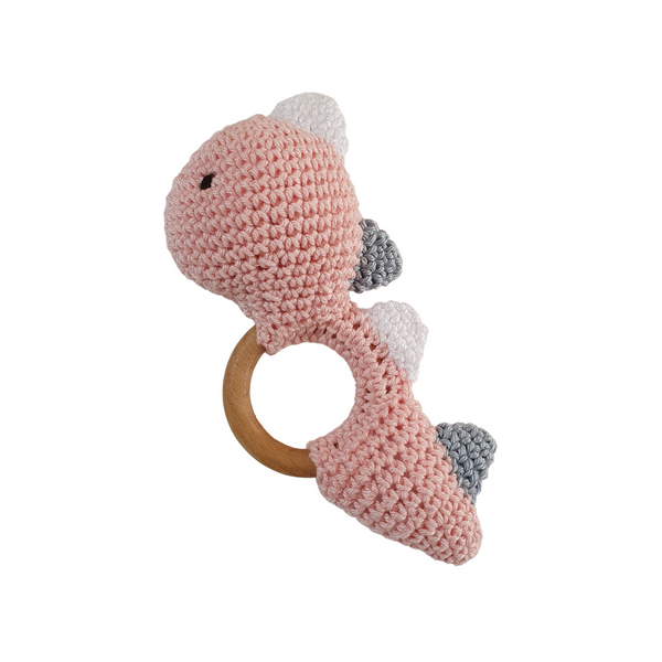 DINO Crochet baby rattle