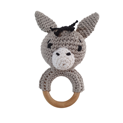 DONKEY Crochet baby-rattle