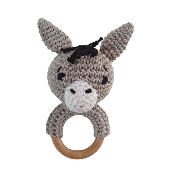 DONKEY Crochet baby-rattle