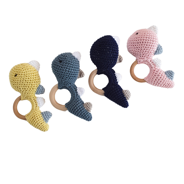 DINO Crochet baby rattle