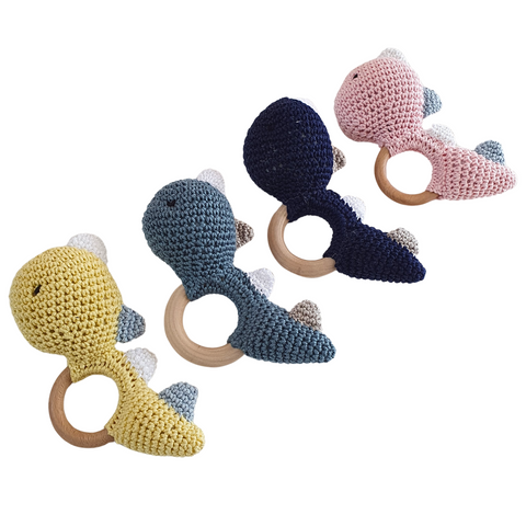 DINO Crochet baby rattle