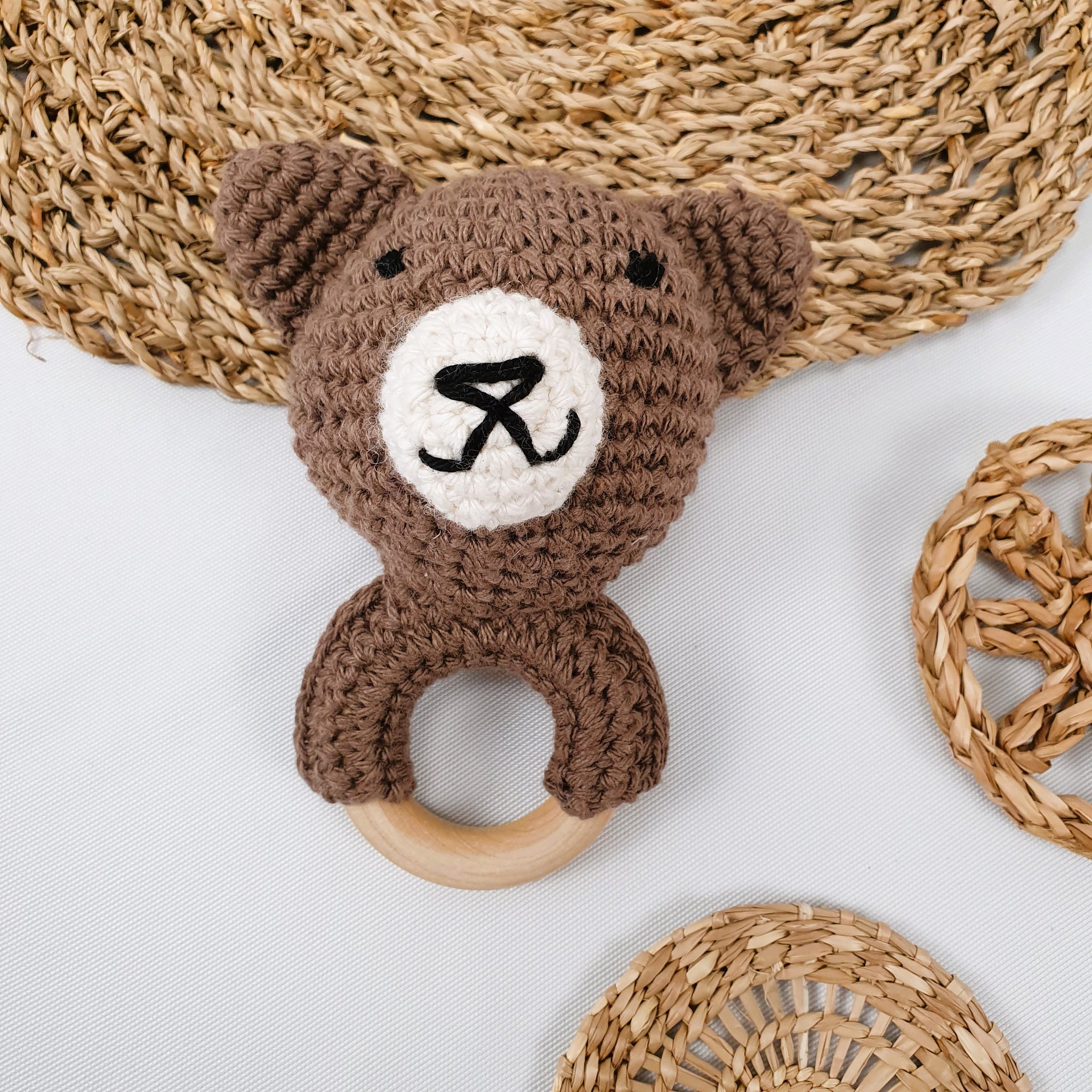 BEAR Crochet baby-rattle
