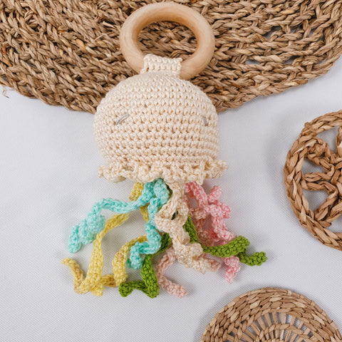 JELLYFISH Crochet baby-rattle