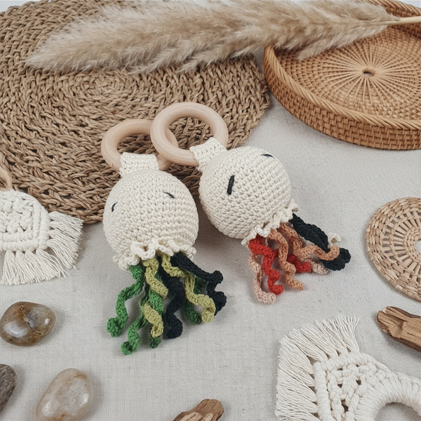 JELLYFISH Crochet Baby Rattle