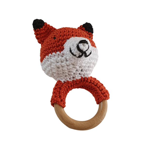 FOX Crochet baby-rattle