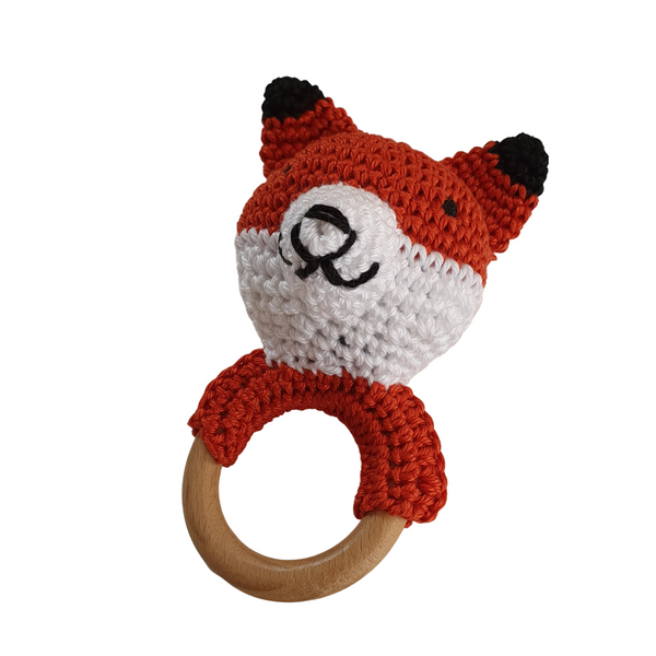 FOX Crochet baby-rattle